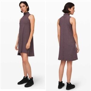 Lululemon Gone For The Week Dress XS Mockneck Ribbed Purple Athleisure Stretch